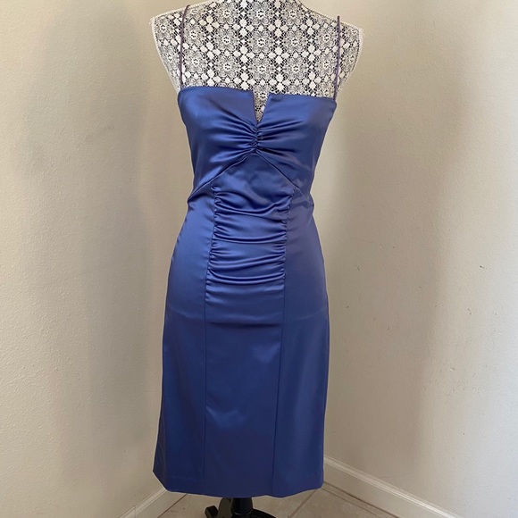 Nicole Miller Collection Blue Satin Cocktail Dress - Picture 2 of 14